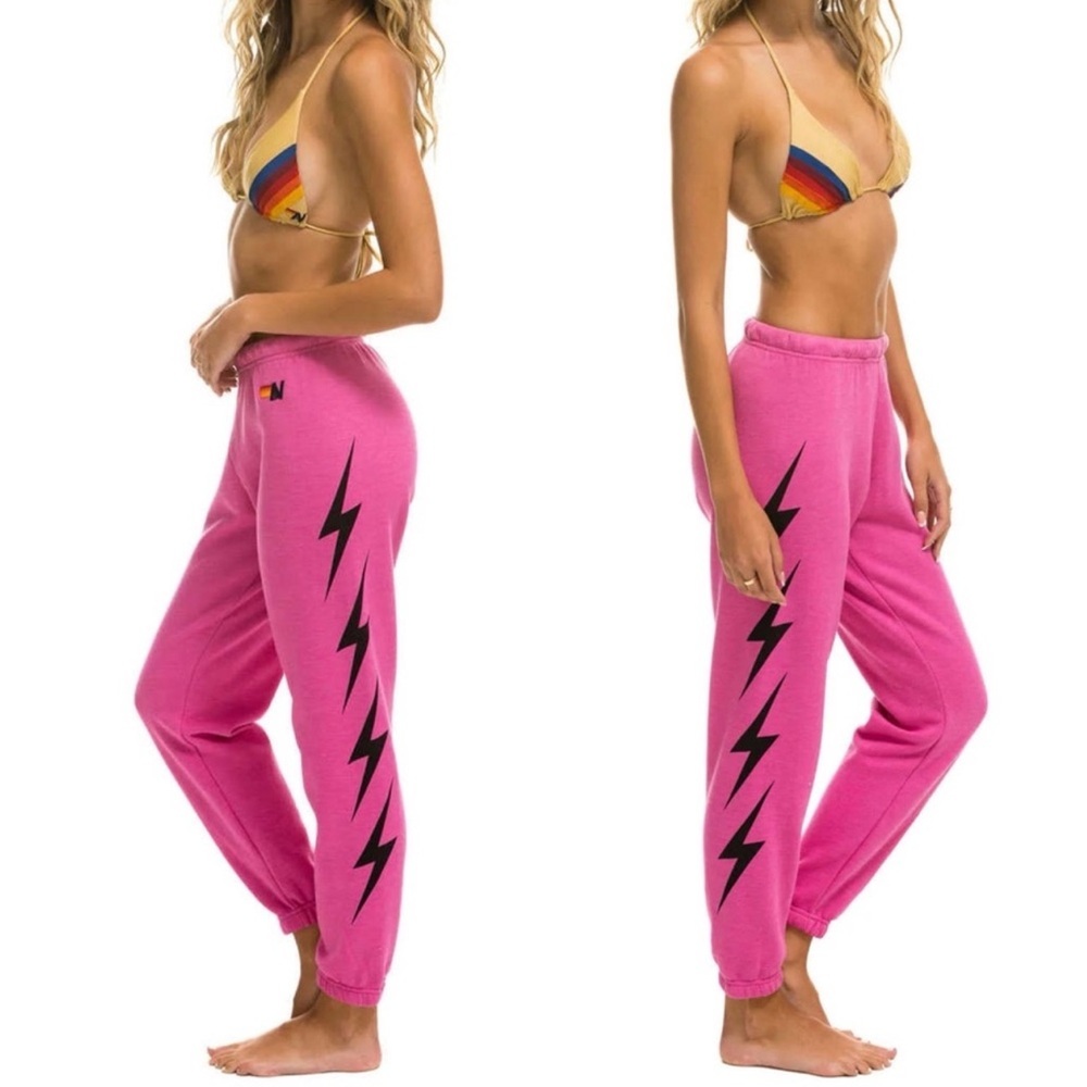 Aviator Nation 4 Bolt Sweatpants Pink - Picture 1 of 10